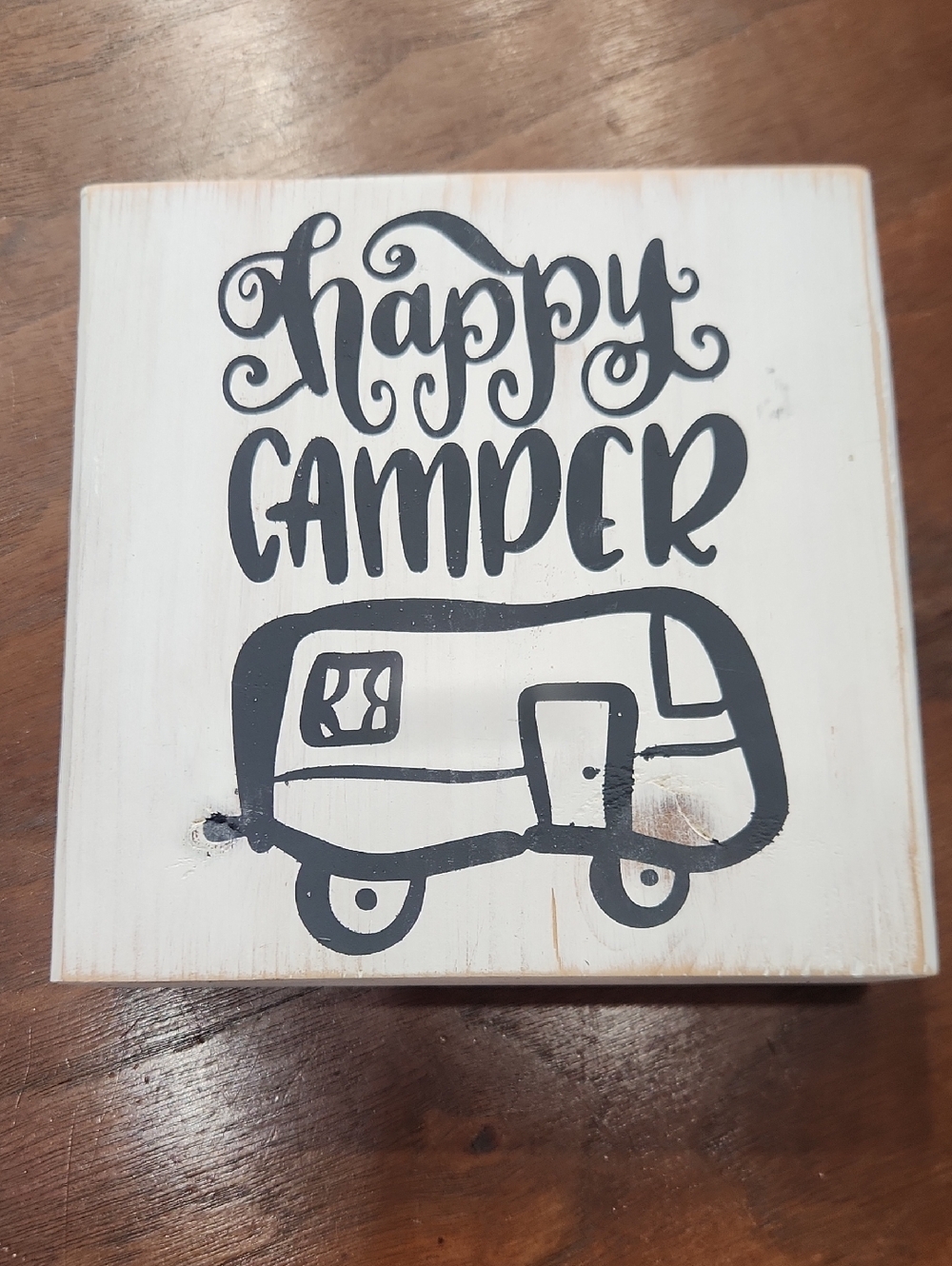 Happy Camper Wood Block Sign
